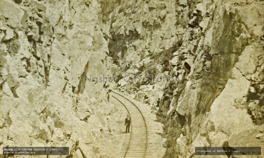 Stereoview: Pass of Crawford Notch (from the Ledge), Portland & Ogdensburg Railroad